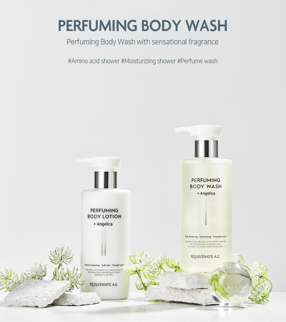 Perfuming body wash and body lotion with white flowers
